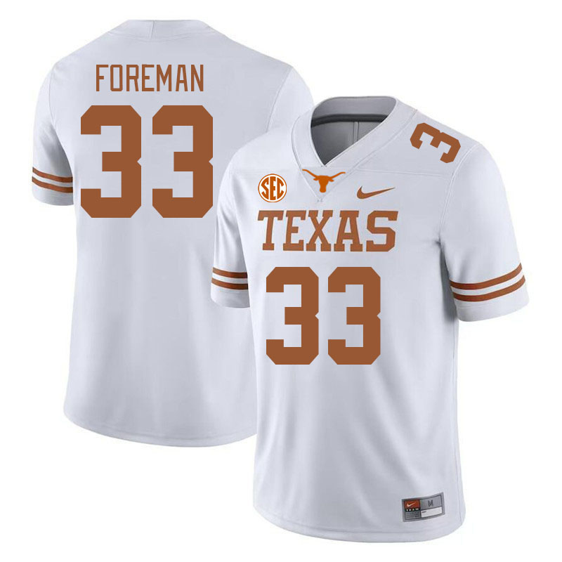 # 33 D'Onta Foreman Texas Longhorns Jerseys Football Stitched-White